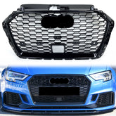 Schwarz Glanz Wabengrill Kühlergrill Front Grill für AUDI A3 8V mit ACC S Line Facelift 2016-2020 fg170